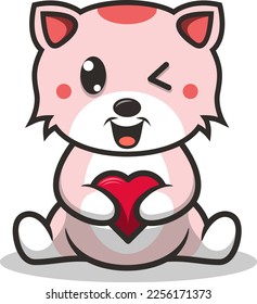 Valentine's Cute Cat Mascot Logo