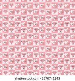 VALENTINE'S CUTE CHESSBOARD PINK PATTERN 1