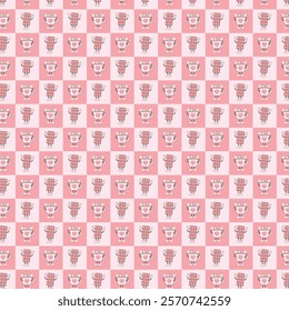 VALENTINE'S CUTE CHESSBOARD PINK PATTERN 4