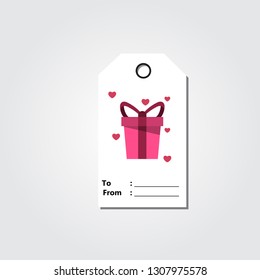 valentine's cute ready-to-use gift tags. Set of 1 printable hand drawn holiday label in white and red Vector seasonal badge design 