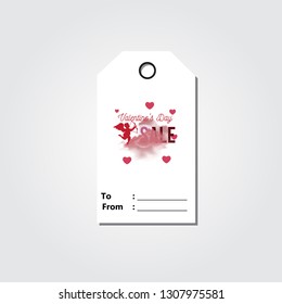 valentine's cute ready-to-use gift tags. Set of 1 printable hand drawn holiday label in white and red Vector seasonal badge design 