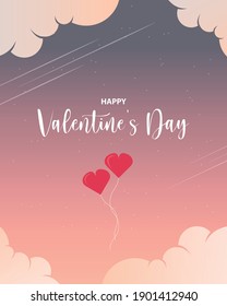 Tarjeta de datos de San Valentín. Afiche lindo, saludo de día de San Valentín, marco paisajístico, ilustración vectorial. Un buen regalo para el Día de San Valentín. Volantes, invitación, afiches, folletos, pancartas.