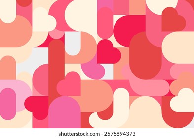 Valentine's dat pattern seamless background with abstract simple shape for web, banner, postcard. Vector illustration.