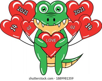 Valentine's date with a crocodile romance is perfect for making a wallpeper, banner card or poster on Valentine's Day