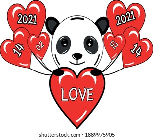 Valentine's date with a kawaii panda romance is perfect for making a wallpeper, banner card or poster on Valentine's Day