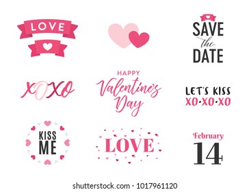 Valentine's Date Text Vector Set Background