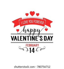 Valentines Day 14 February lettering