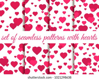 Valentine's day. 14 February. Seamless pattern set with hearts. Festive background for greeting card, banner and poster. Vector illustration