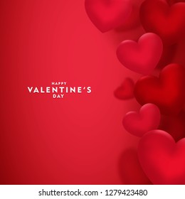 valentines day, 14th February, 3d red hearts blur efect design romantic love day Celebration card vector illustration