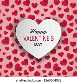 valentines day, 14th February, cut paper hearts romantic love day Celebration card vector illustration