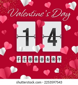 Valentine's Day - 14th February (vector analog countdown timer)