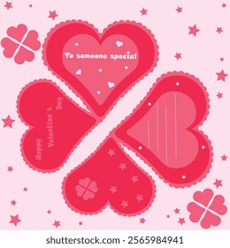 Valentines day 2 sides pink heart card