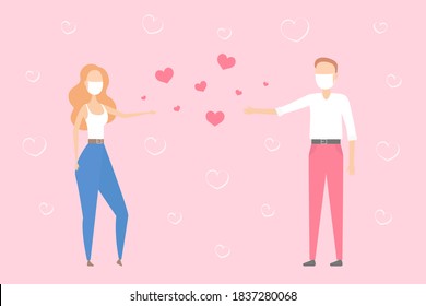 Valentines Day 2021 conceptual poster. Cartoon. Vector illustration.