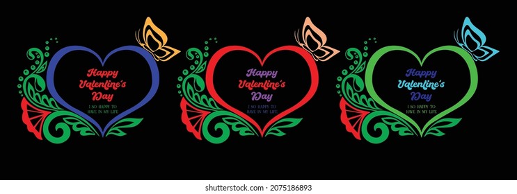 valentines day 2022  quotes svg design greeting card template with typography text happy valentine`s day and red blue green yellow heart and line on background. Vector illustration