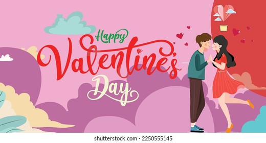 Valentine's day  2023 February 14  Vector illustrations love  couple  heart  valentine  king  queen  hands  flowers  Drawings for postcard  card  2024