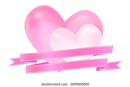 Valentine's Day 3D heart and pink ribbon label