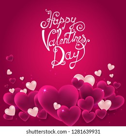 Valentine's day, 3D hearts, background, vector illustration