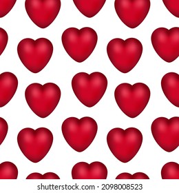 Valentines Day 3D hearts seamless pattern. Vector for paper, wallpaper, fabric, interior design.