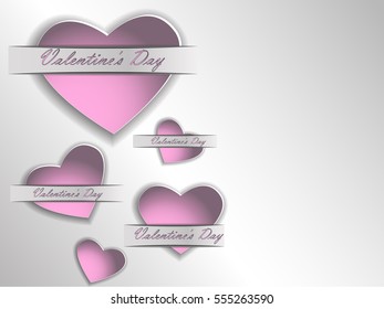 Valentine's Day. 3D paper heart on a gray background. Postcard Valentine's Day.