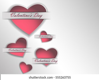 Valentine's Day. 3D paper heart on a gray background. Postcard Valentine's Day.