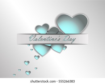 Valentine's Day. 3D paper heart on a gray background. Postcard Valentine's Day.