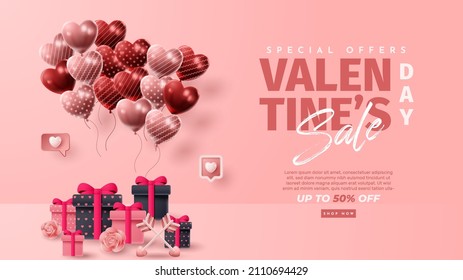 Valentine's day 3D product presentation for banner, advertising, and business. vector illustration