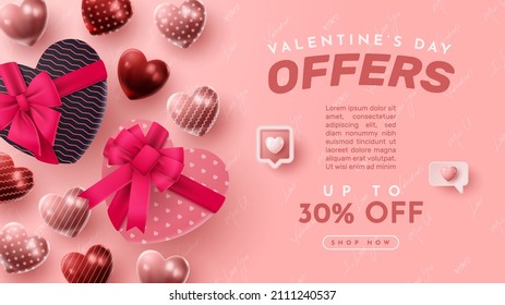 Valentine's day 3D product presentation for banner, advertising, and business. vector illustration