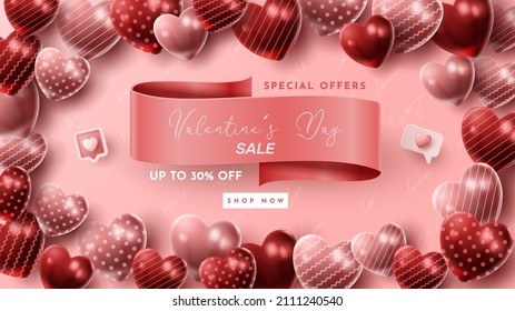 Valentine's day 3D product presentation for banner, advertising, and business. vector illustration