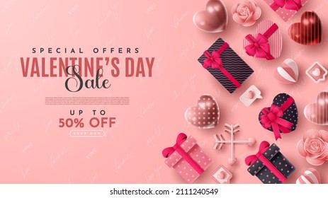 Valentine's day 3D product presentation for banner, advertising, and business. vector illustration