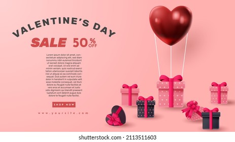 Valentine's day 3D product presentation for banner, advertising, and business. vector illustration