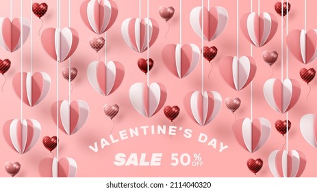 Valentinstag 3D Produktpräsentation für Banner, Werbung und Business. Vektorgrafik