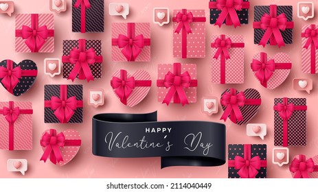 Valentine's day 3D product presentation for banner, advertising, and business. vector illustration