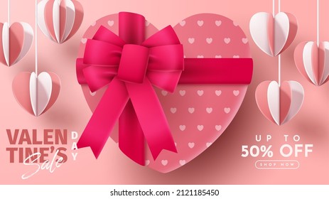 Valentine's day 3D product presentation for banner, advertising, and business. vector illustration