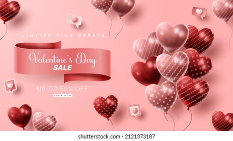 Presentación de productos en 3D de San Valentín para banner, publicidad y negocios. ilustración vectorial