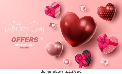 Valentine's day 3D product presentation for banner, advertising, and business. vector illustration
