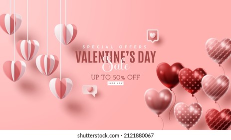 Valentine's day 3D product presentation for banner, advertising, and business. vector illustration