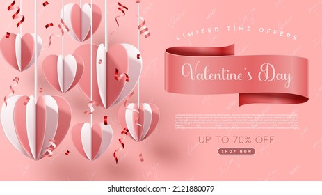 Valentine's day 3D product presentation for banner, advertising, and business. vector illustration