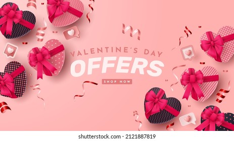Valentine's day 3D product presentation for banner, advertising, and business. vector illustration