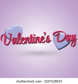 Valentine's Day. 3D Purple Hearts Design. Pink Color Love Concept. Vector Illustration