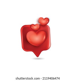 Valentines day, 3d red and pink  hearts, gift box, love icon, love time, romantic background, creative banner, web poster, greeting cards. Vector illustration