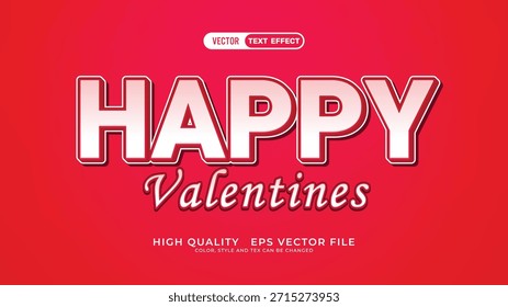 Efecto de texto de estilo 3D de San Valentín