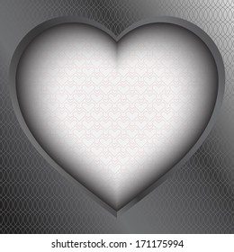 Valentine's day 3d vector background with cut heart frame. Place for text.