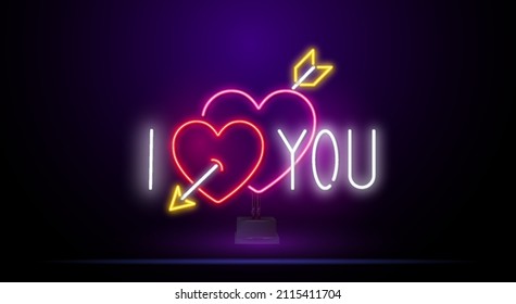 valentine's day. 3rd neon sign. Realistic neon sign. Love Day banner, logo, emblem and label. Happy Valentines Day text. Vector neon sign. Valentine's card.