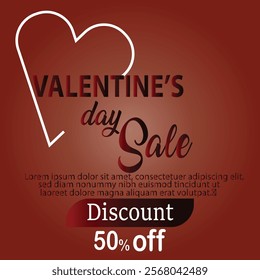 valentine's day 50 % offer  promotion social media post.