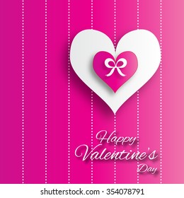 Valentine's day abstract applique background with cut pink paper hearts. Pop up Vector illustration