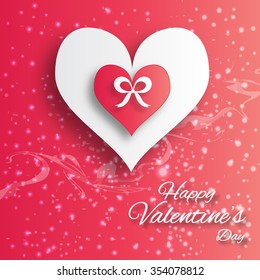 Valentine's day abstract applique background with cut paper hearts. Pop up Vector illustration