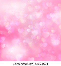 Valentines day abstract backdrop with bokeh lights and hearts. EPS 10 vector file included