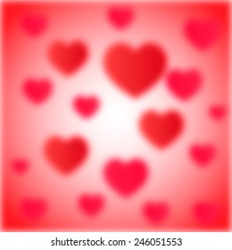 Valentine's day abstract background with blurred hearts, vector illustration