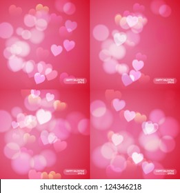 Valentines day abstract background with bokeh lights. Vector illustration