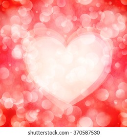 Valentine's day abstract background with bokeh lights and heart, vector illustration